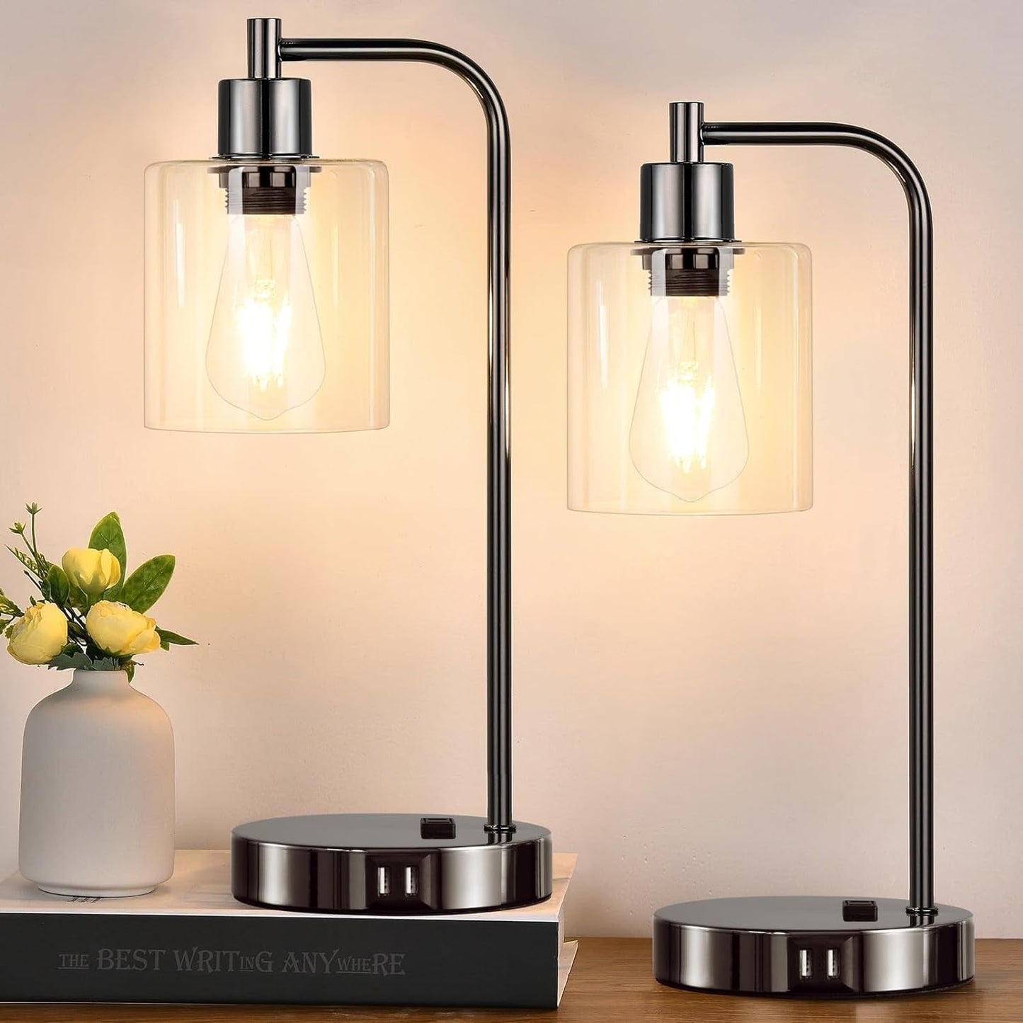 Industrial Touch Control Table Lamps Set of 2