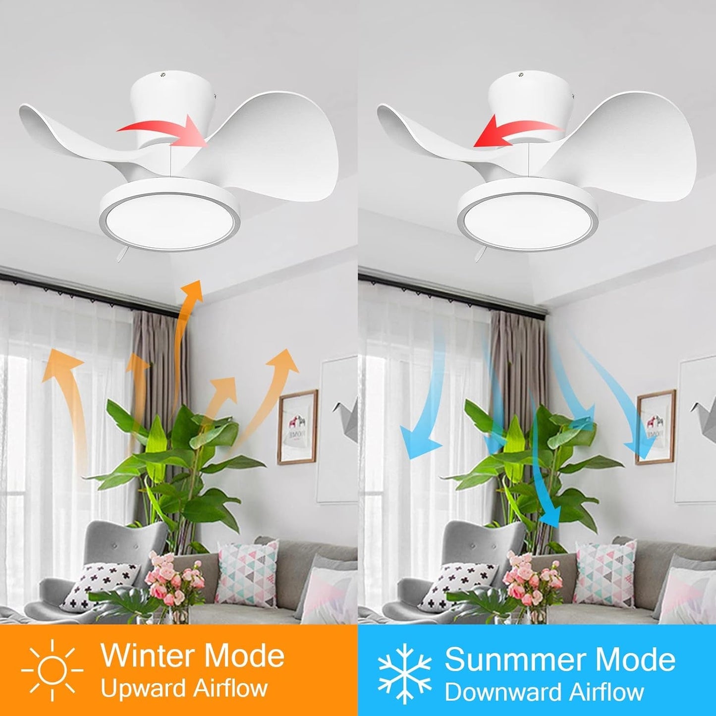 Quiet Ceiling Fan with LED Light 22 Inch Large
