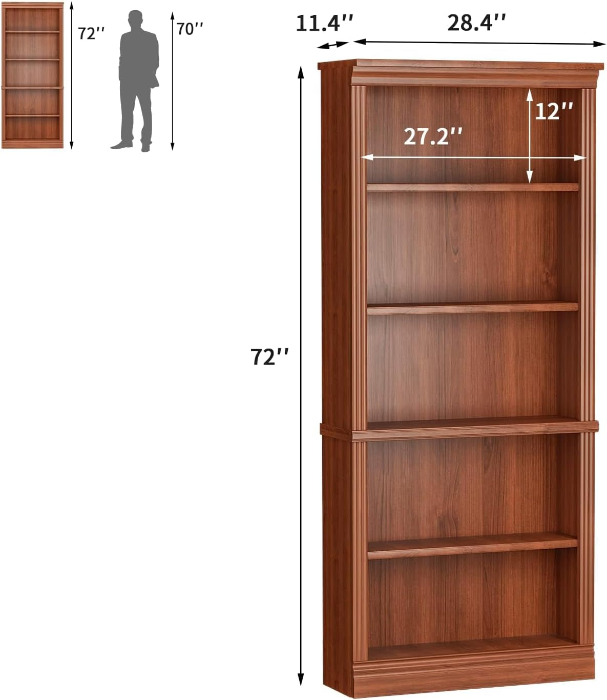 5-Shelf 72" Bookshelf