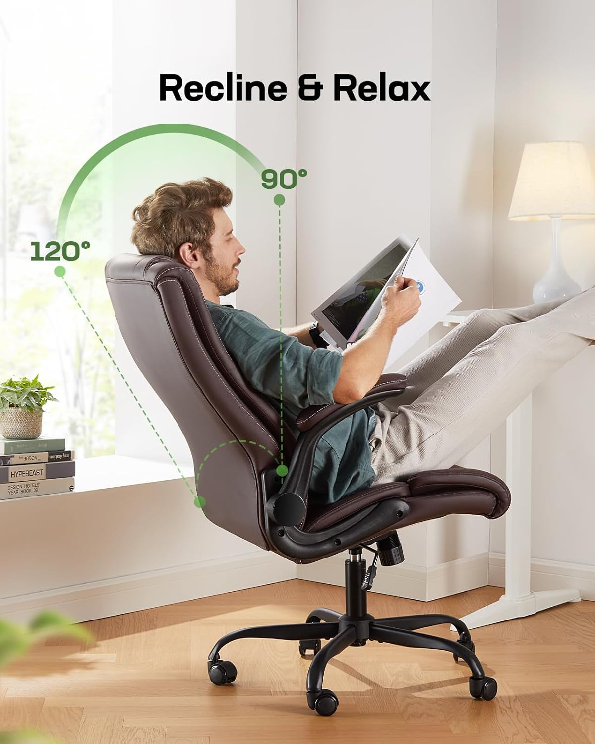 Executive Office Chair with Flip-Up Armrests
