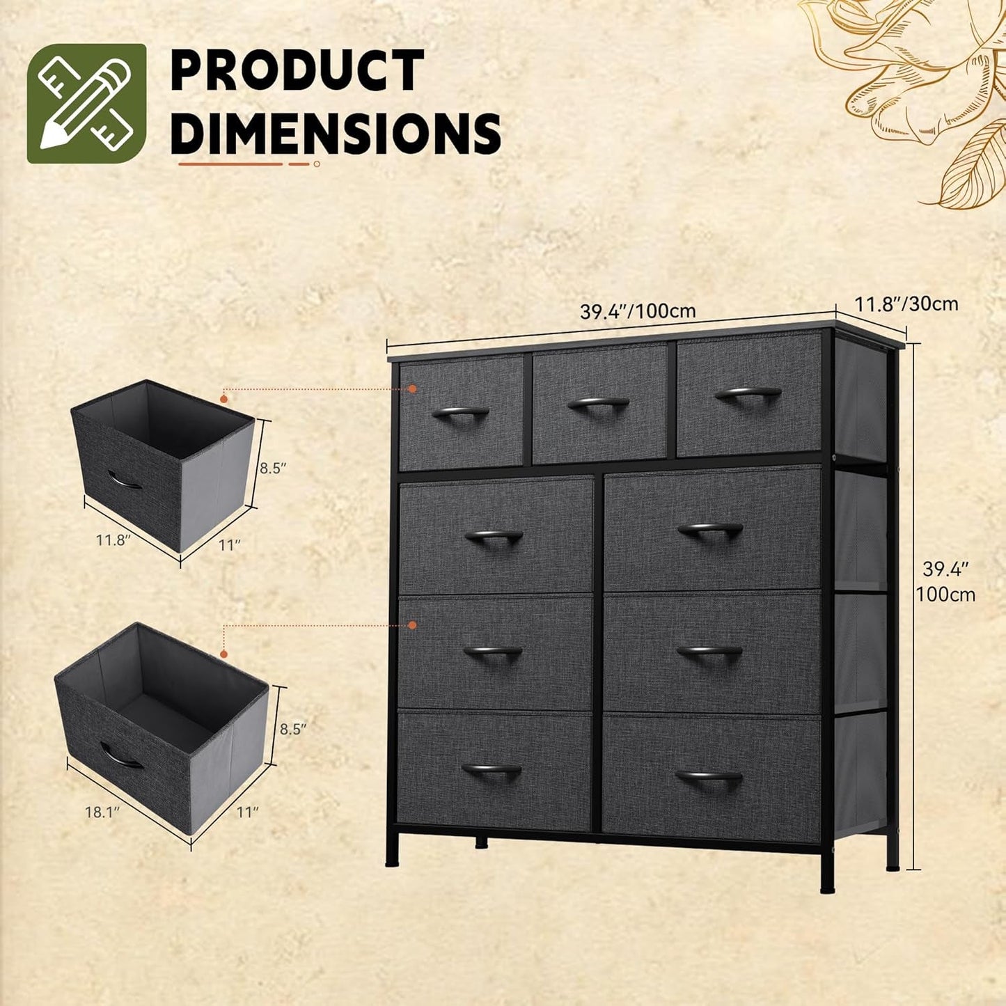 9 Drawers Dresser