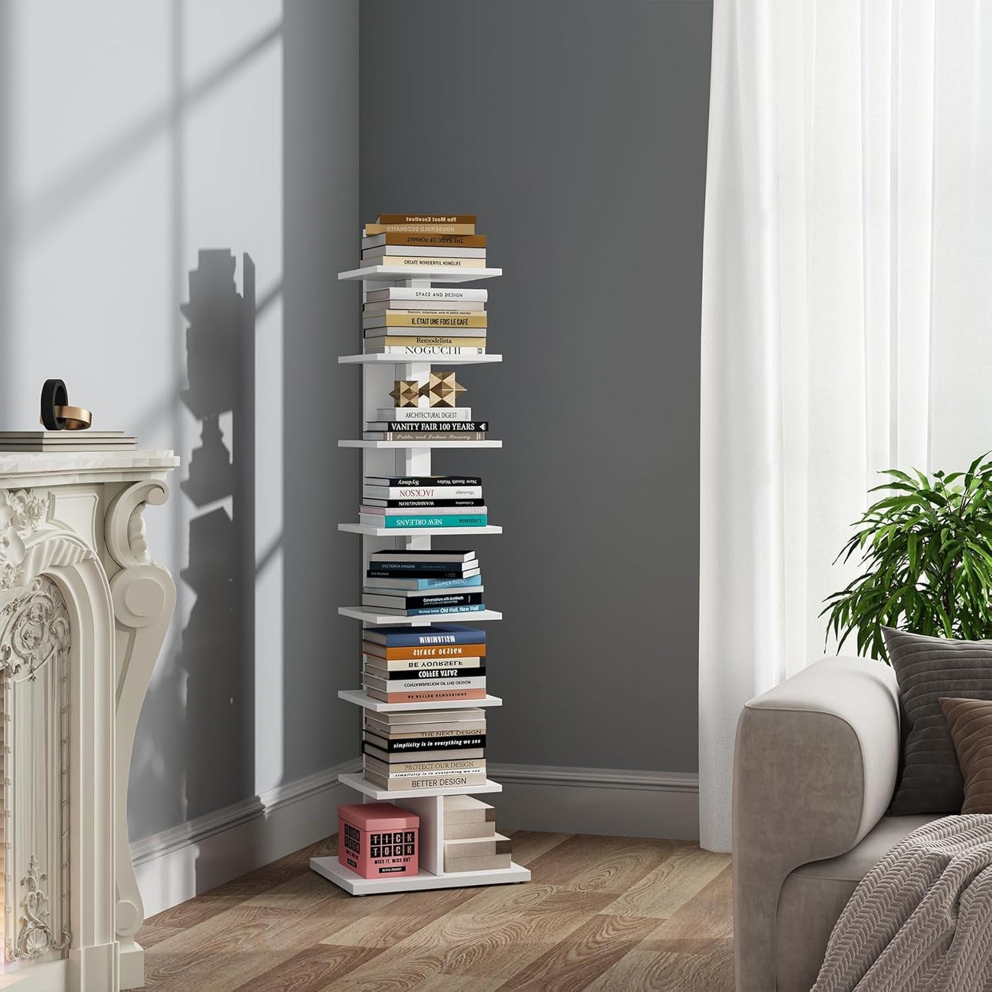 Vertical Bookshelf, 8-Tier Bookcase