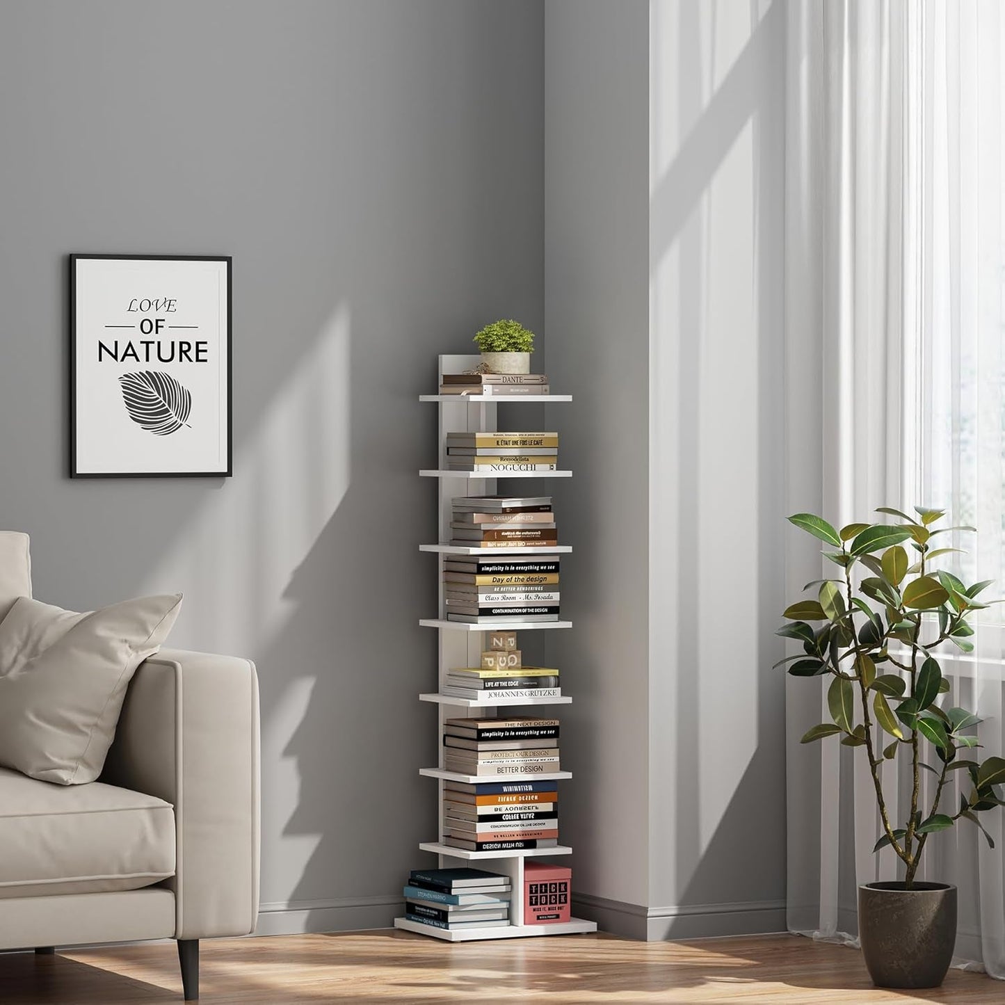 Vertical Bookshelf, 8-Tier Bookcase
