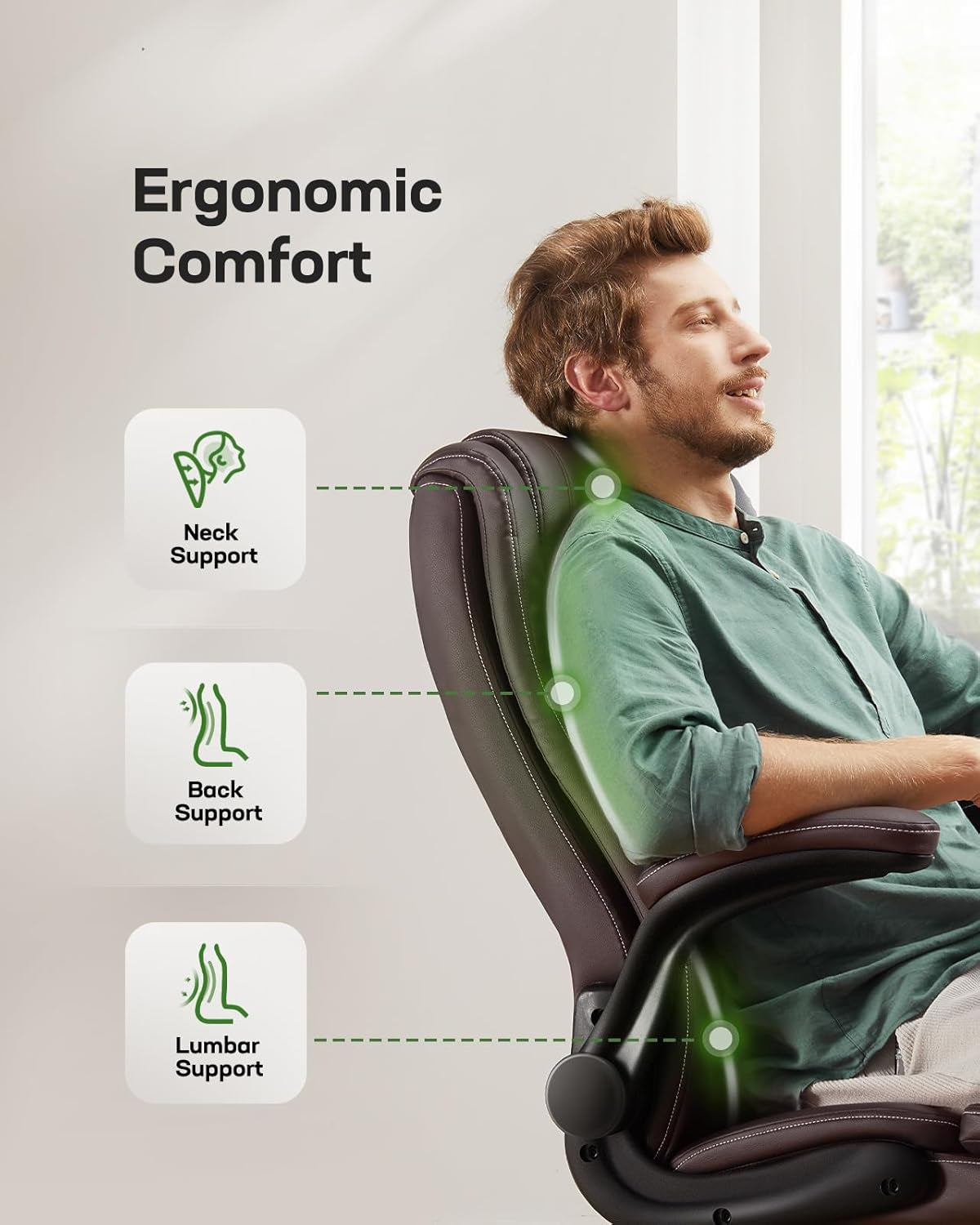 Executive Office Chair with Flip-Up Armrests