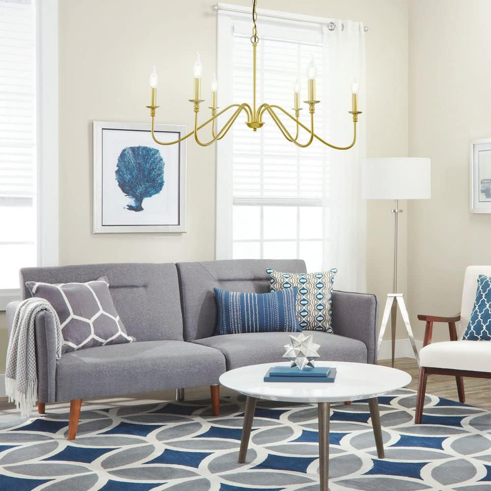 Gold Chandelier, 6-Light Chandelier for Dining Room and Living Room