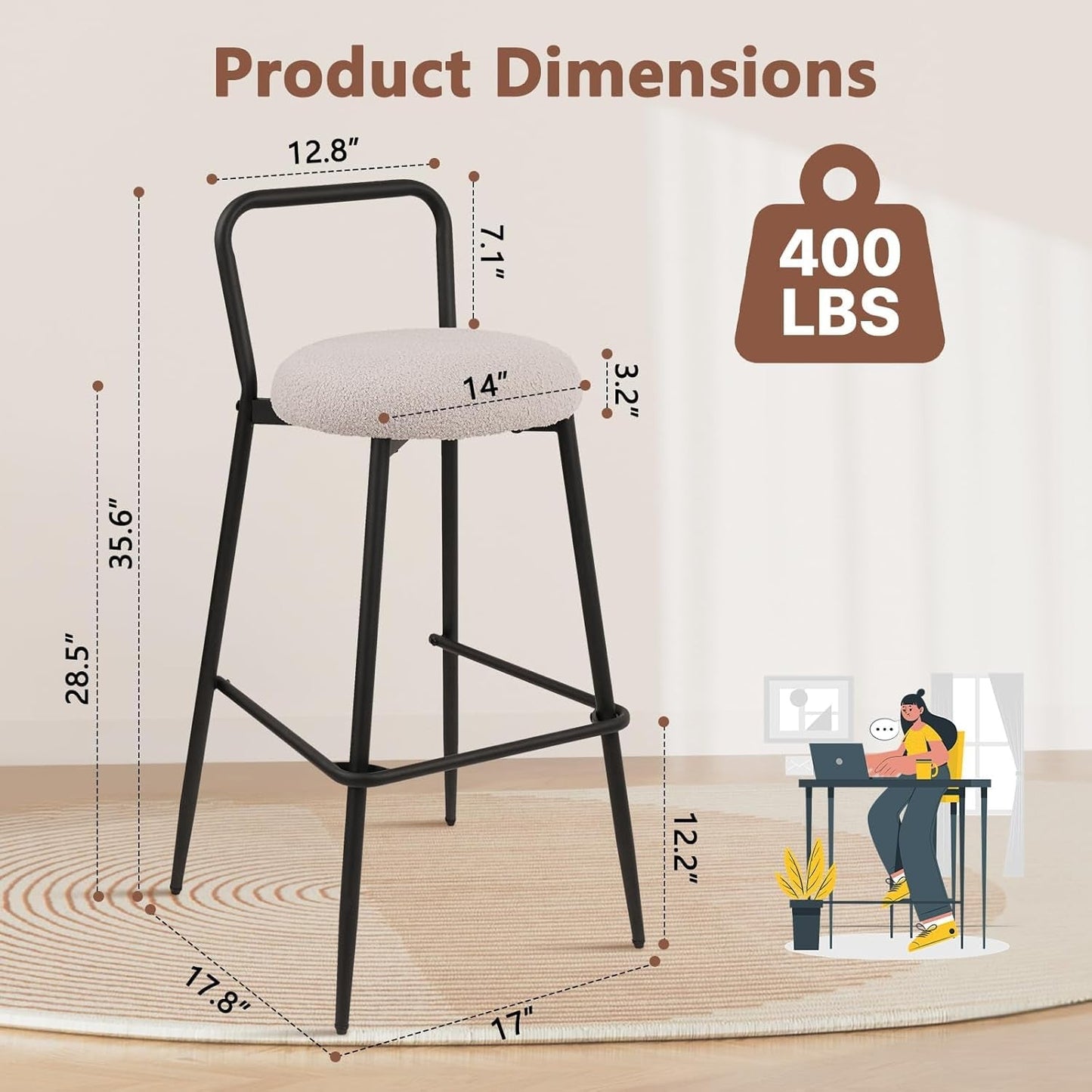 Stackable Bar Stool Set of Three for Kitchen