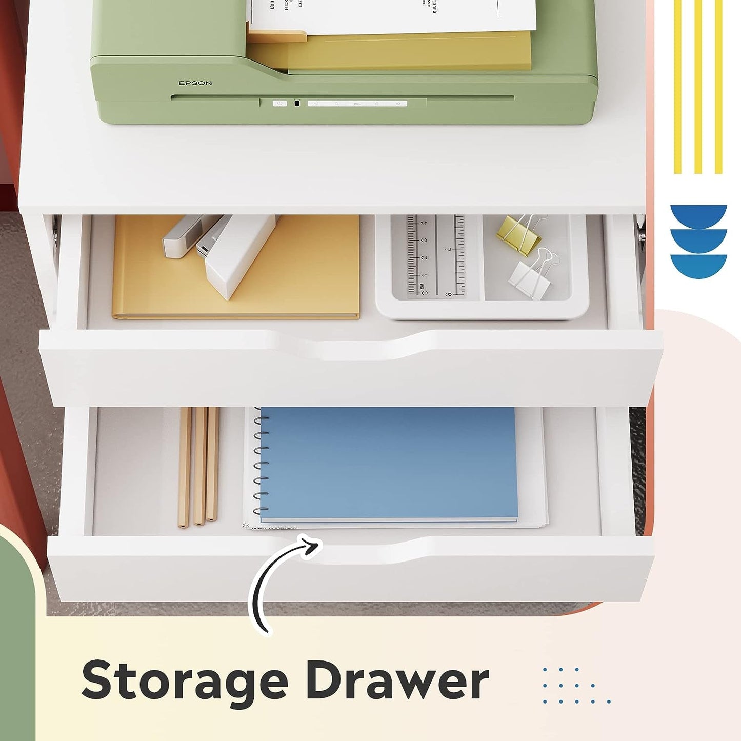 White 7-Drawer Storage Chest with Wheels