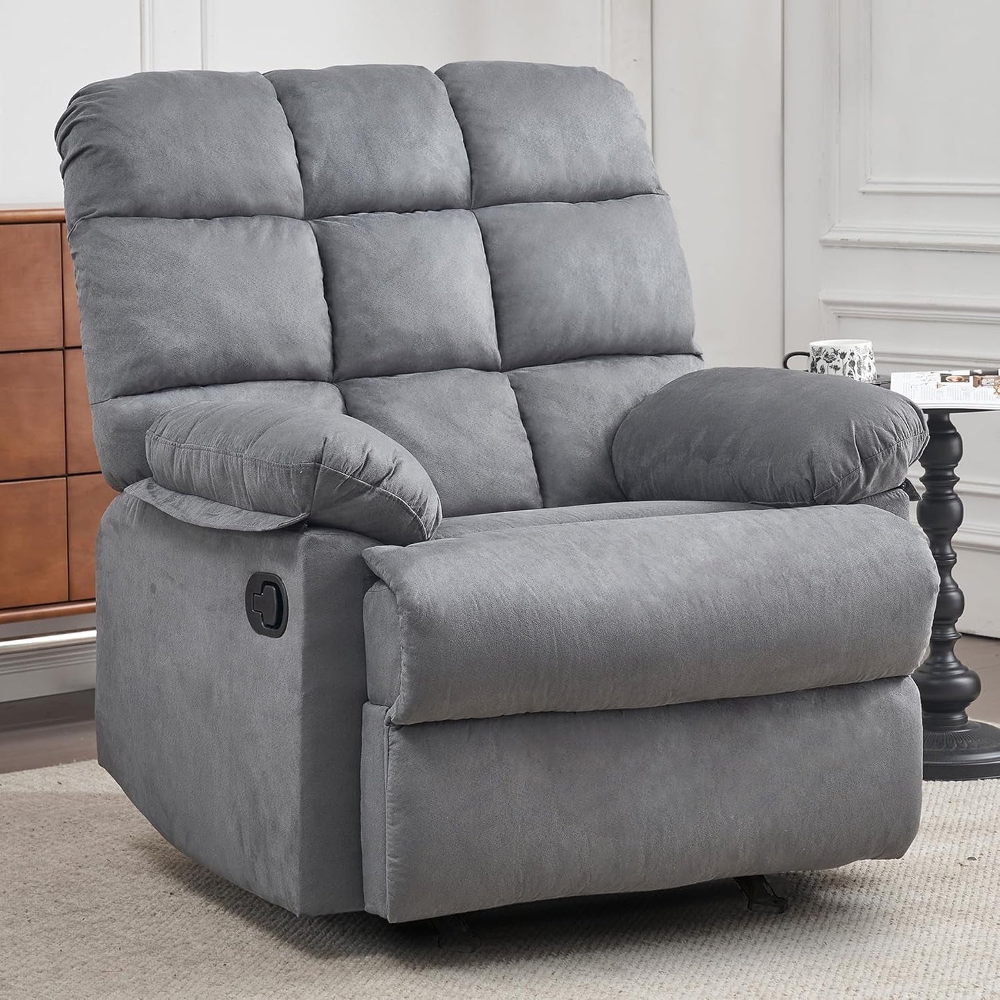 Overstuffed Large Manual Rocking Recliner
