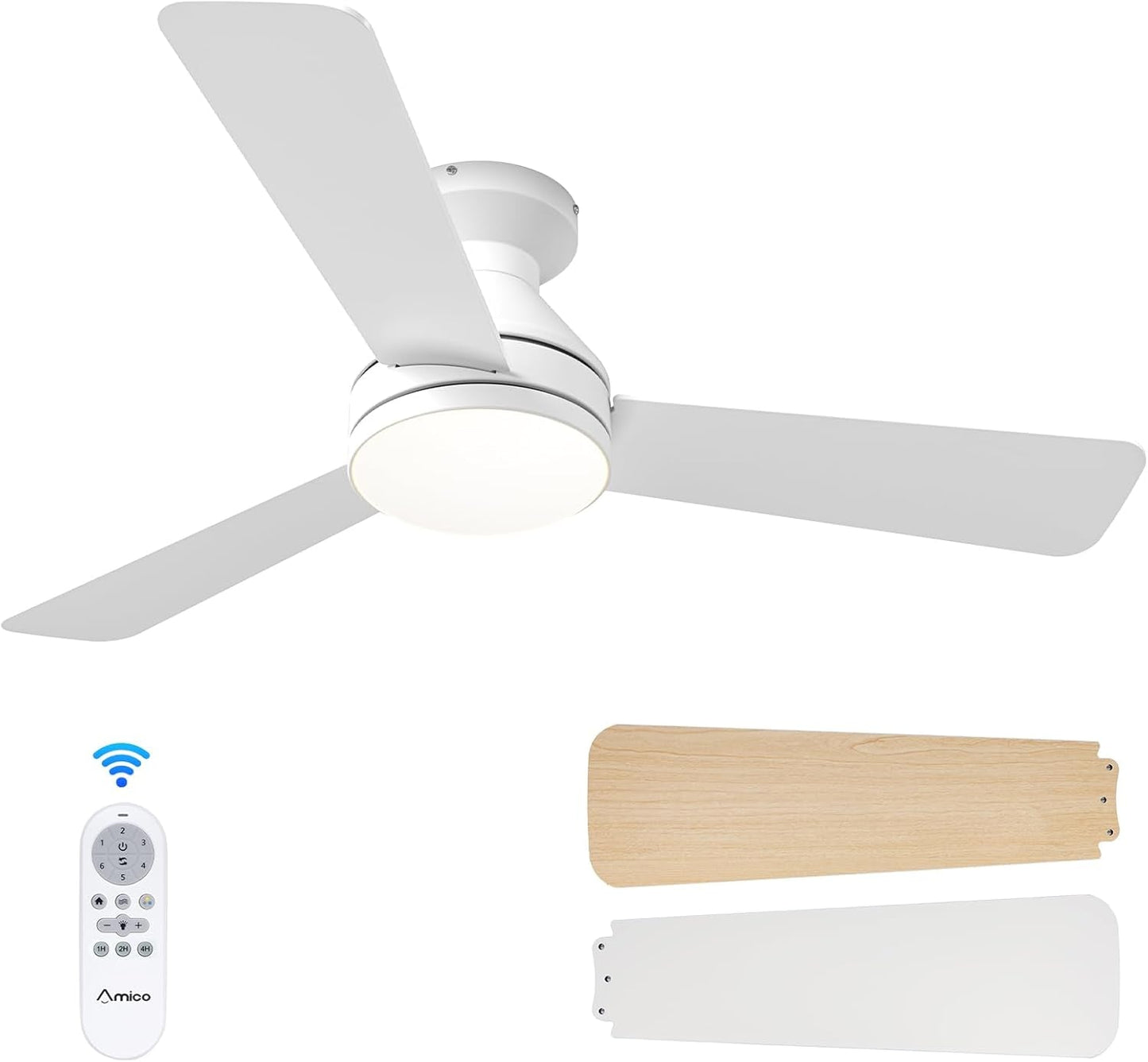 42 Inch Low Profile Ceiling Fan with Light and Remote Control