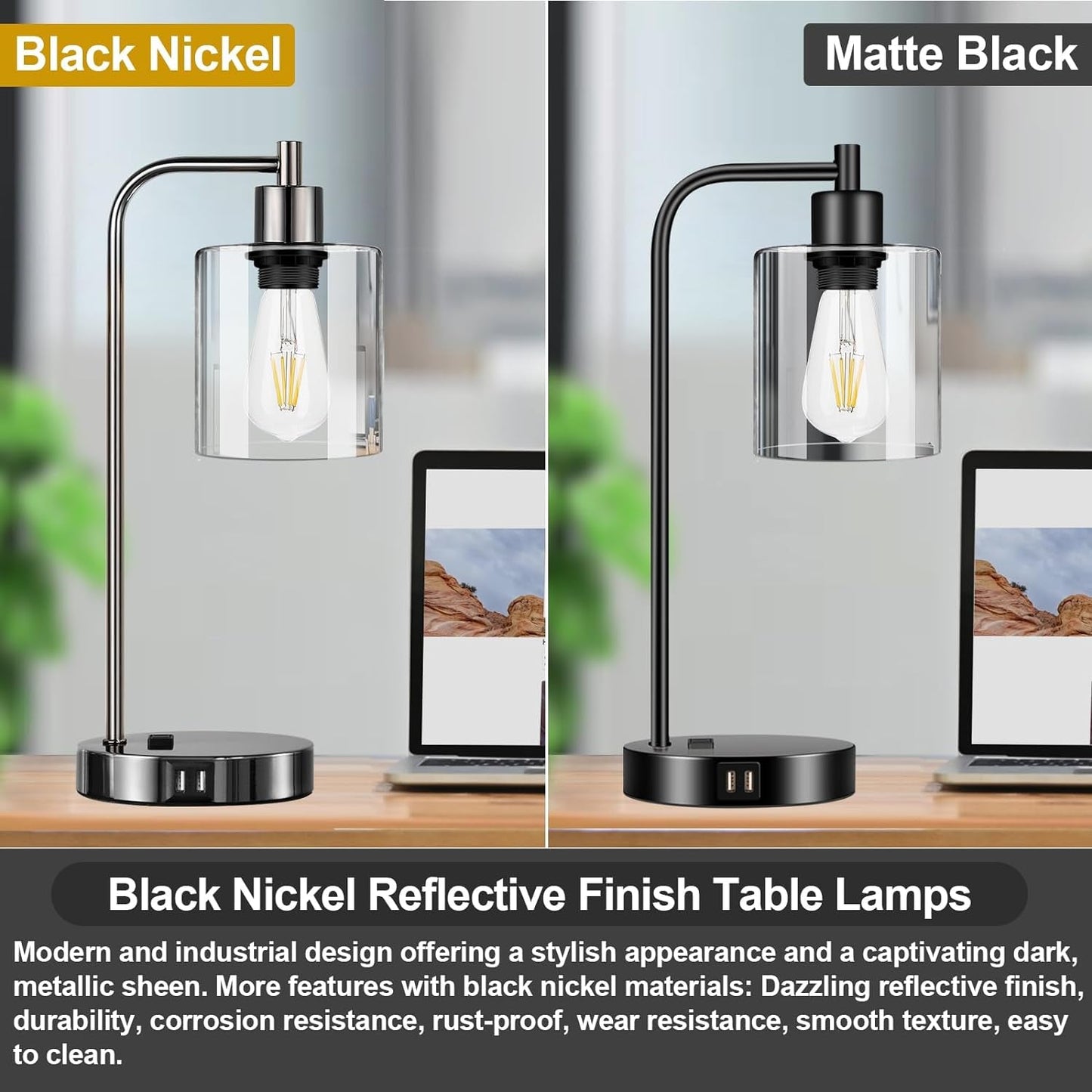 Industrial Touch Control Table Lamps Set of 2
