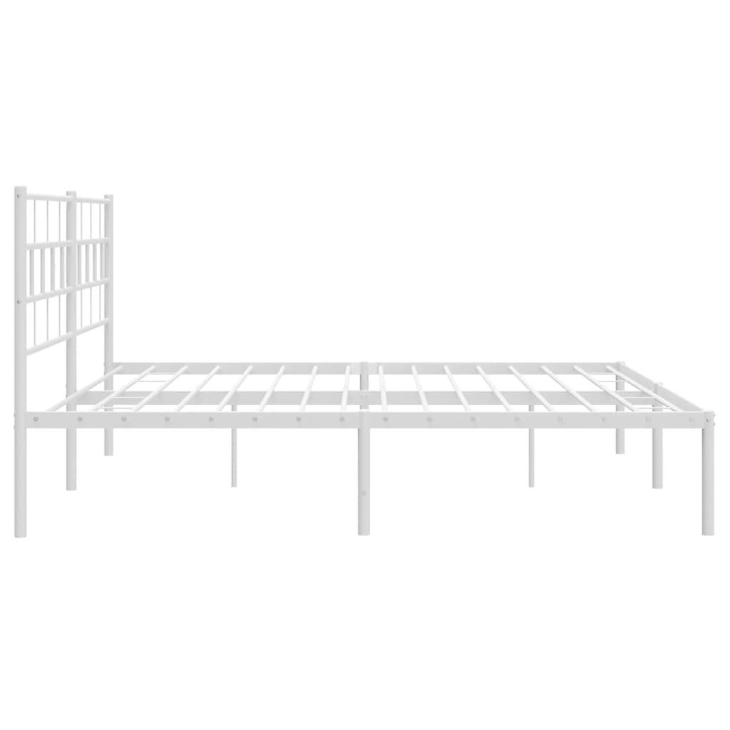 vidaXL Metal Bed Frame with Headboard White 76"x79.9" King-4