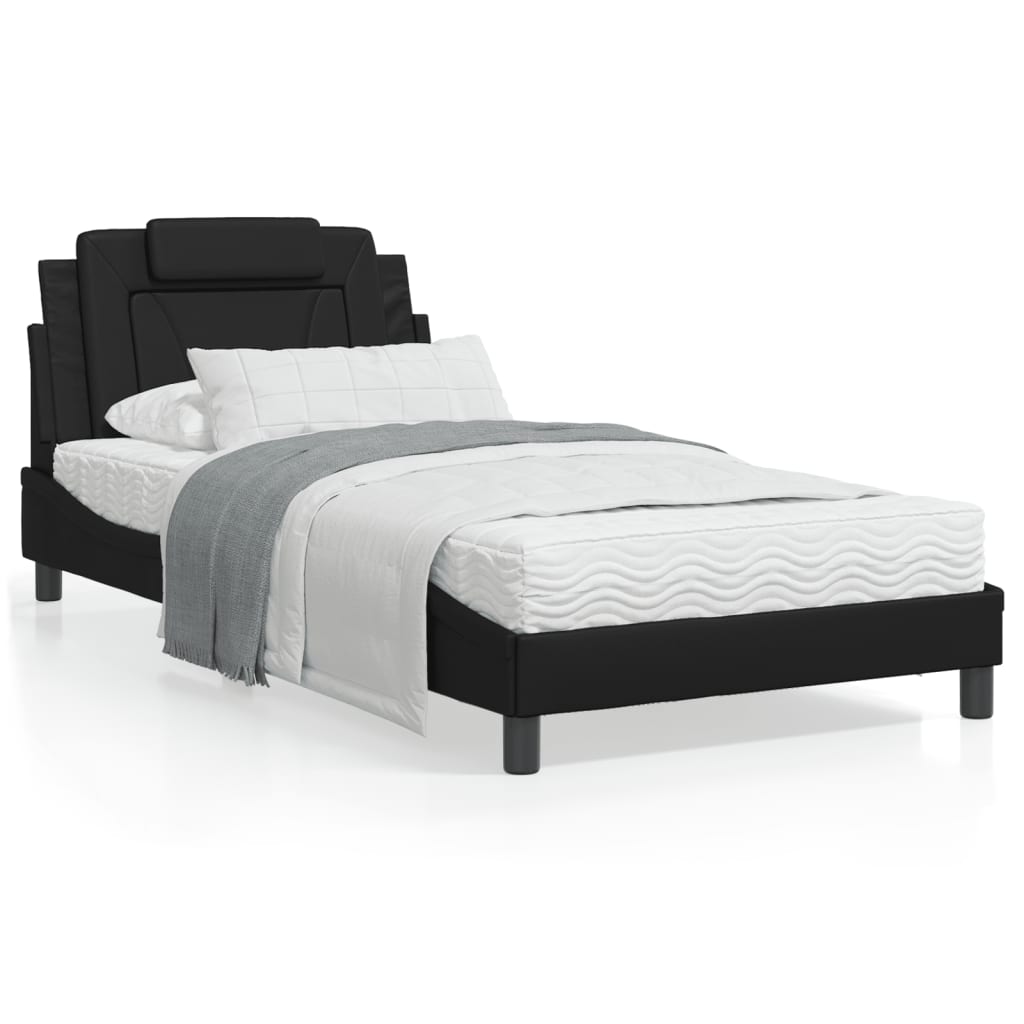 vidaXL Bed Frame with Headboard Curved Base Bedroom Furniture Faux Leather-4