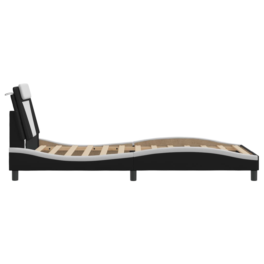 vidaXL Bed Frame with Headboard Curved Base Bedroom Furniture Faux Leather-3