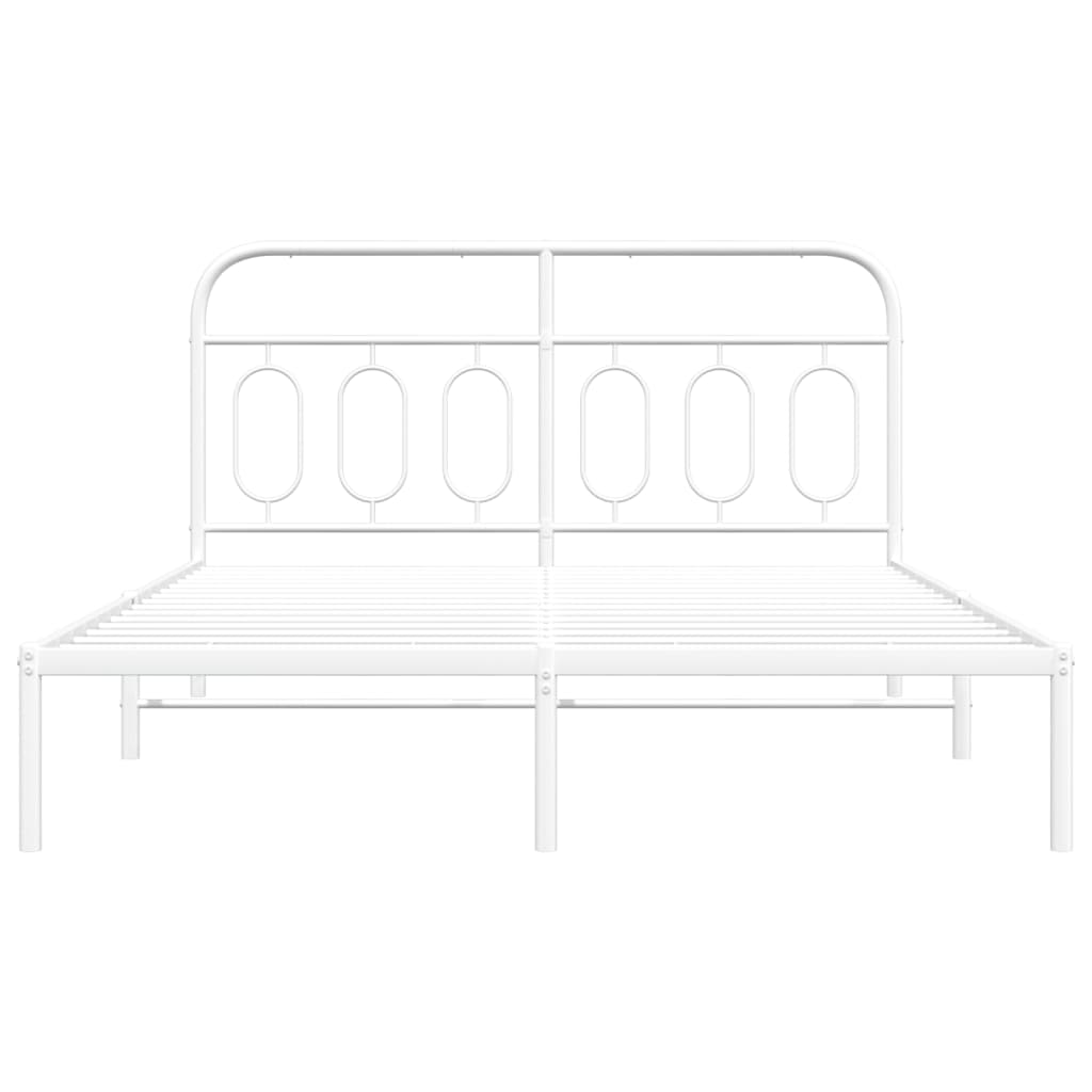 vidaXL Metal Bed Frame with Headboard White 59.1"x78.7"-4