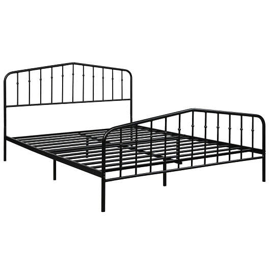 Queen Size Metal Bed Frame Platform Headboard and Footboard with Storage-Silver-0