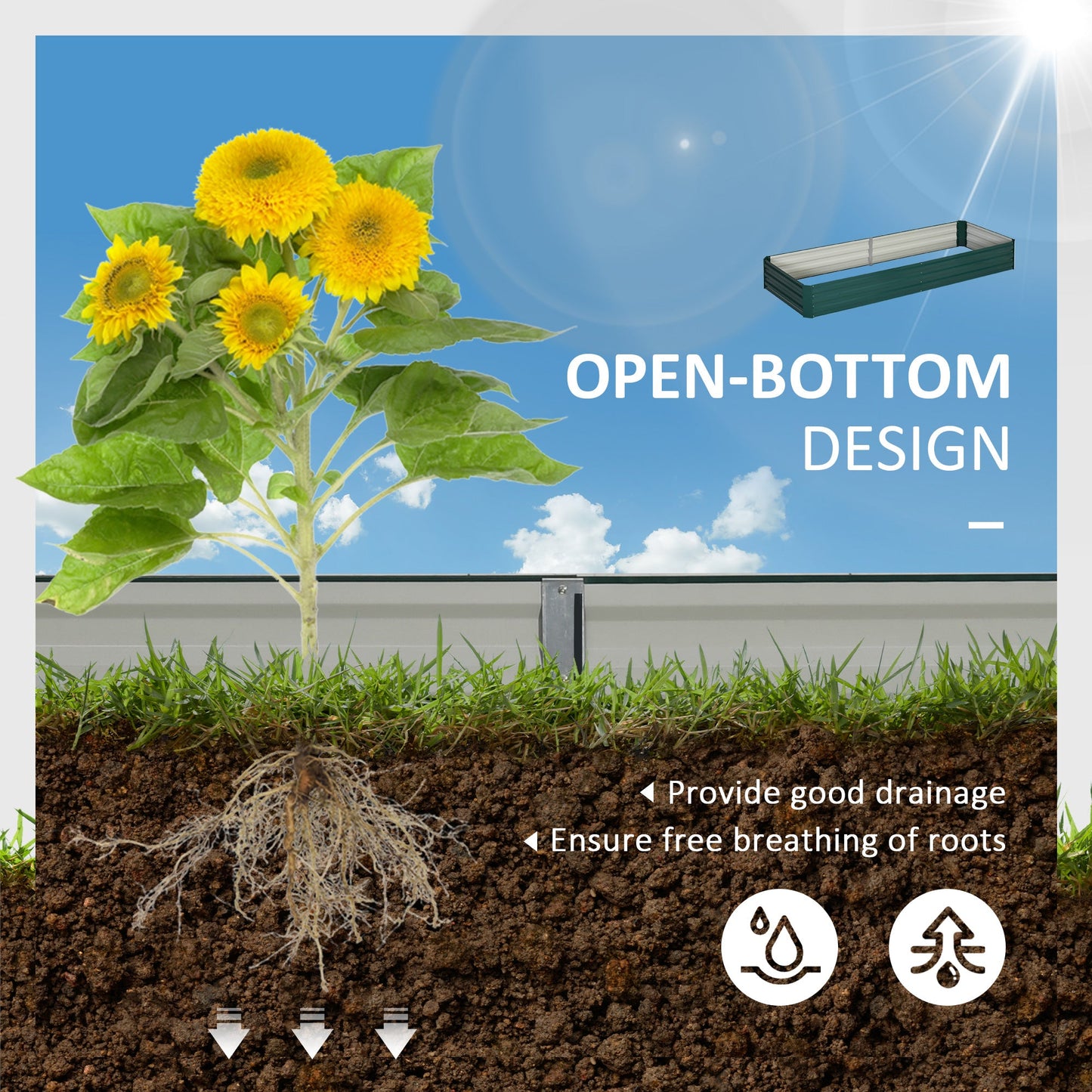 Metal Raised Garden Bed Planter Box with Galvanised Steel - Adjustable Size-3