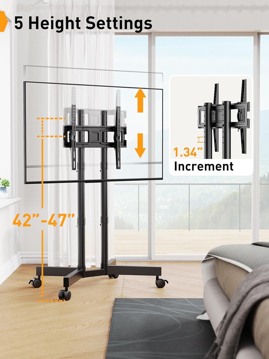 Mobile TV Stand with Wheels for 32-70 Inch Tvs