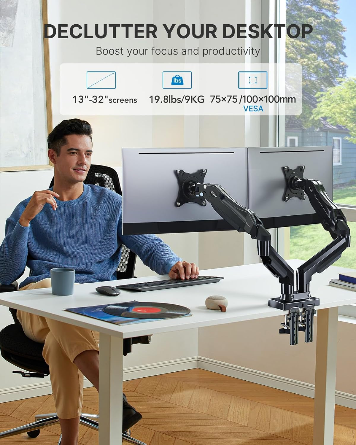 Dual Monitor Stand - Full Adjustable Monitor Desk Mount