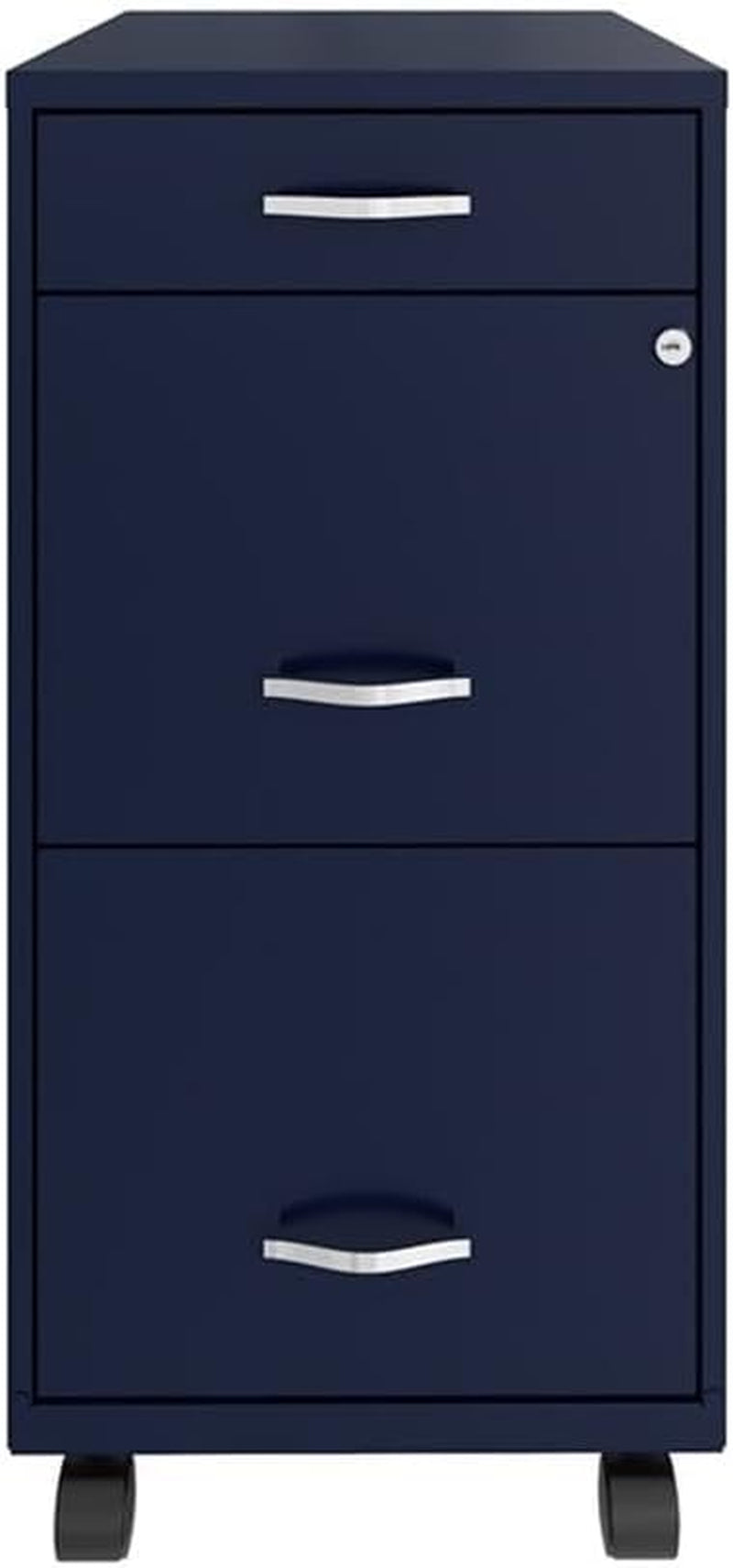 18" Deep 3 Drawer Mobile Metal File Cabinet in Navy