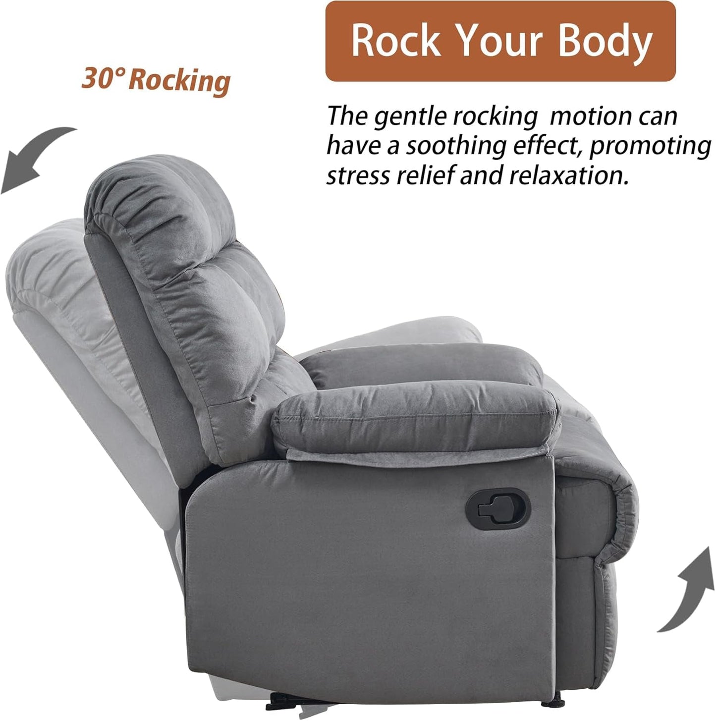 Overstuffed Large Manual Rocking Recliner
