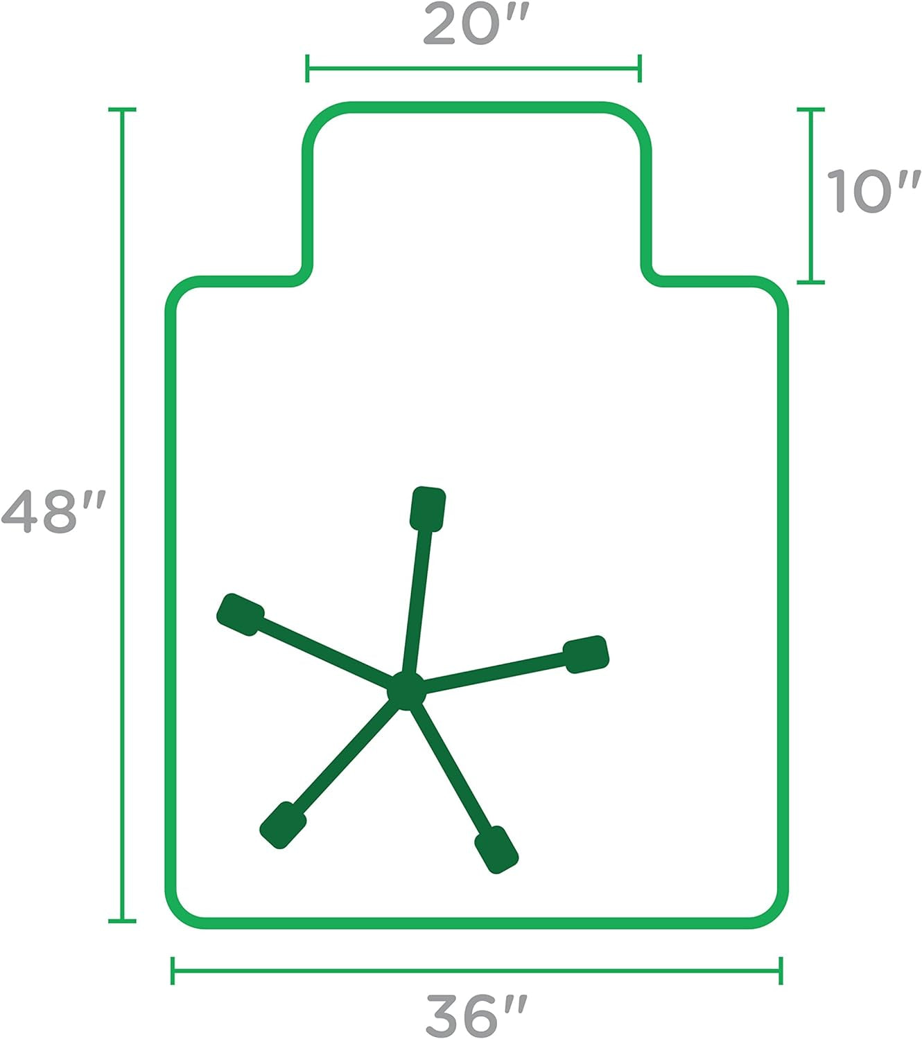 Office Chair Mat for Low Pile Carpet with Lip, 36" X 48", Clear