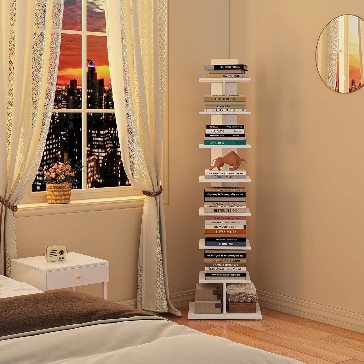 Vertical Bookshelf, 8-Tier Bookcase