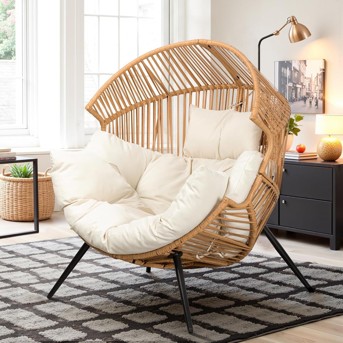 Wicker Egg Chair PE Rattan Chair with Cushion
