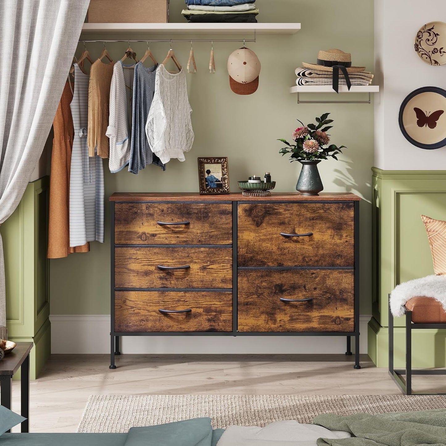 Wide Bedroom Dresser with Drawer Organizers,