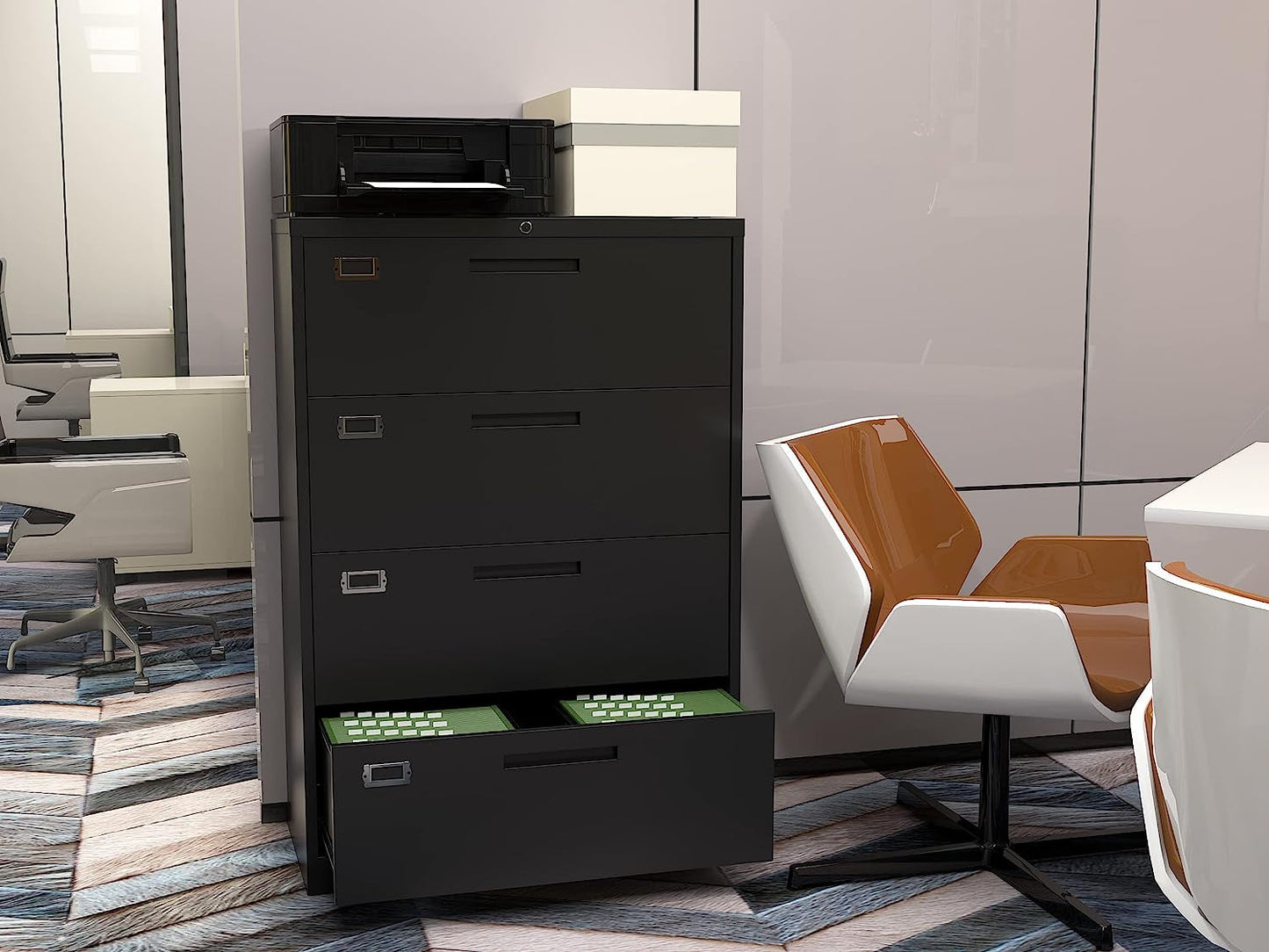 Lockable 4-Drawer Lateral File Cabinet for Office/Home
