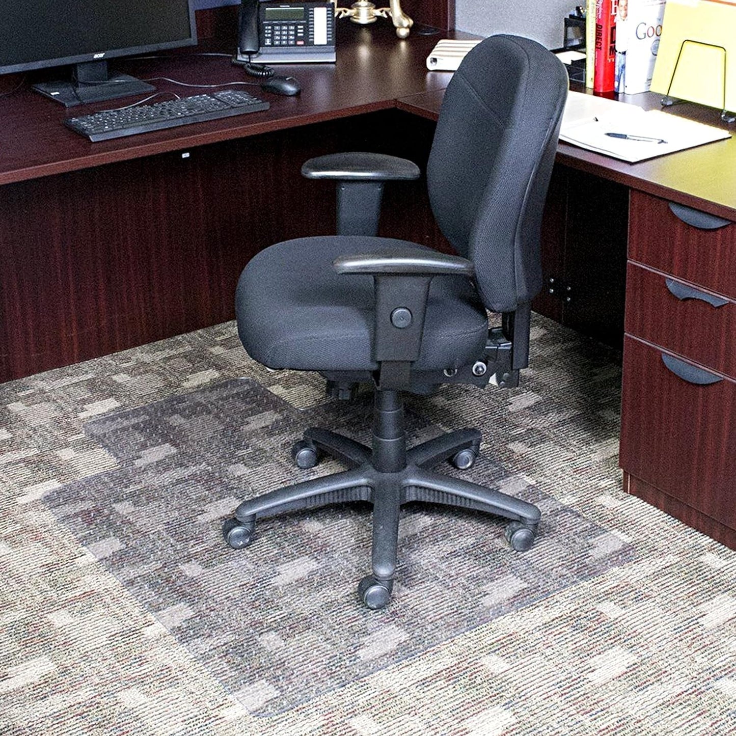 Office Chair Mat for Low Pile Carpet with Lip, 36" X 48", Clear