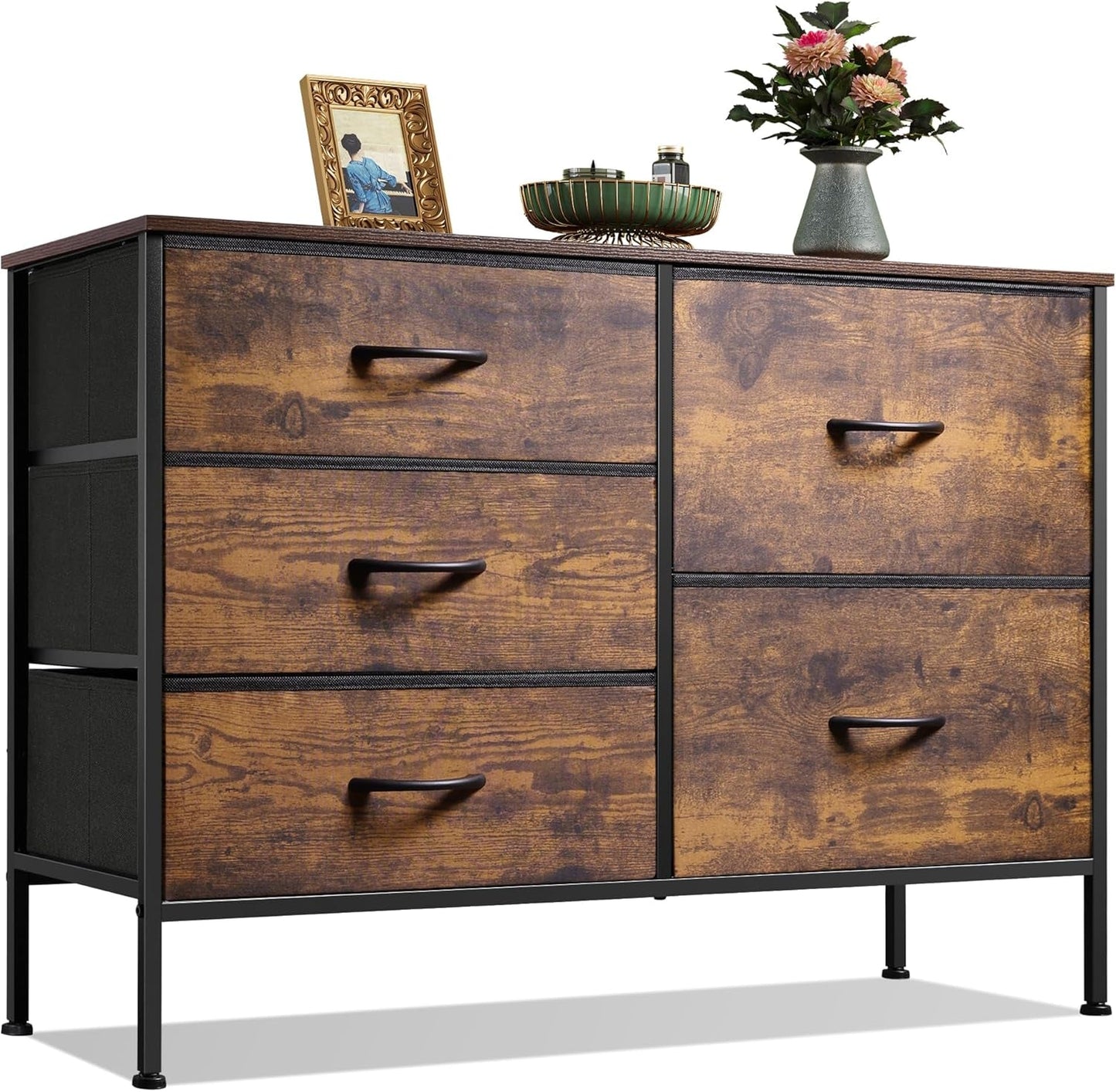 Wide Bedroom Dresser with Drawer Organizers,