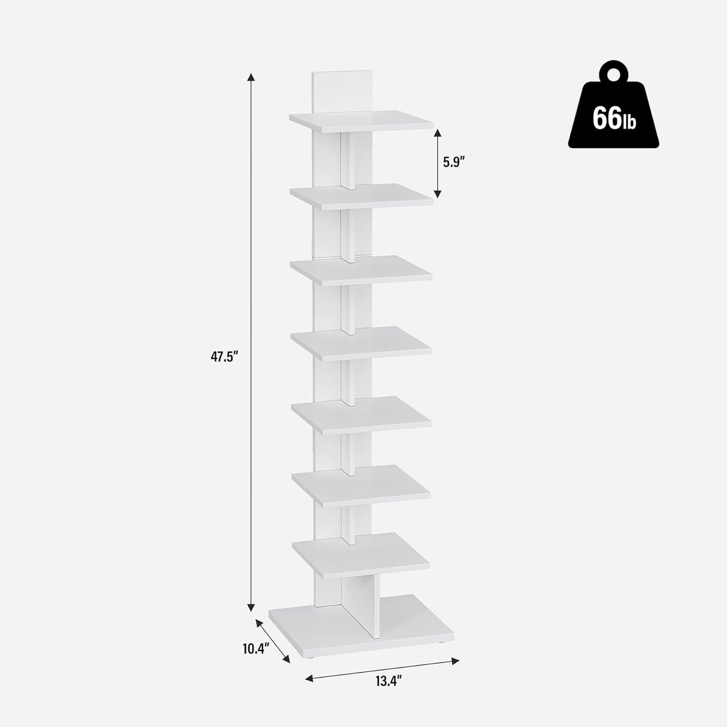 Vertical Bookshelf, 8-Tier Bookcase