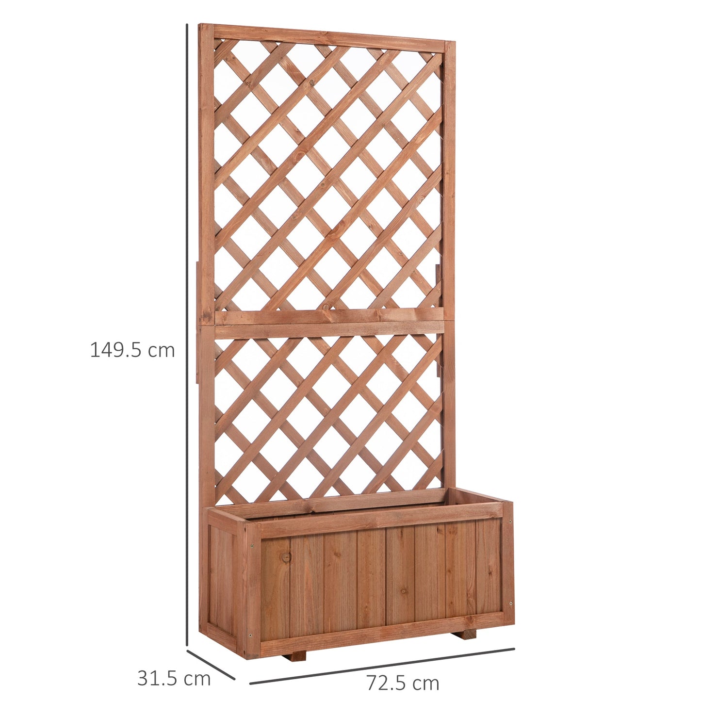Wooden Pine Raised Bed Planter with Trellis - Garden Flower Planter