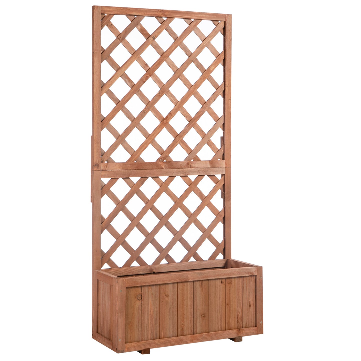 Wooden Pine Raised Bed Planter with Trellis - Garden Flower Planter