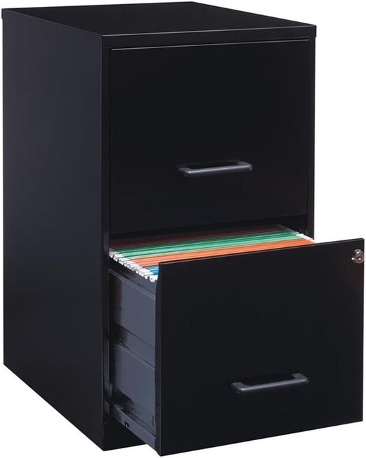 Metal 2 Drawer Letter File Cabinet in Black
