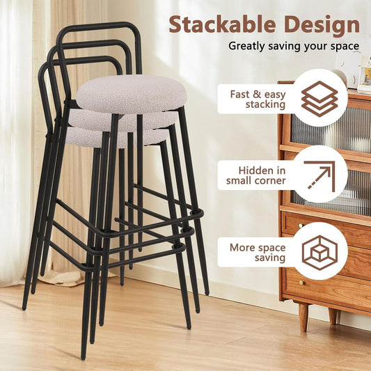 Stackable Bar Stool Set of Three for Kitchen