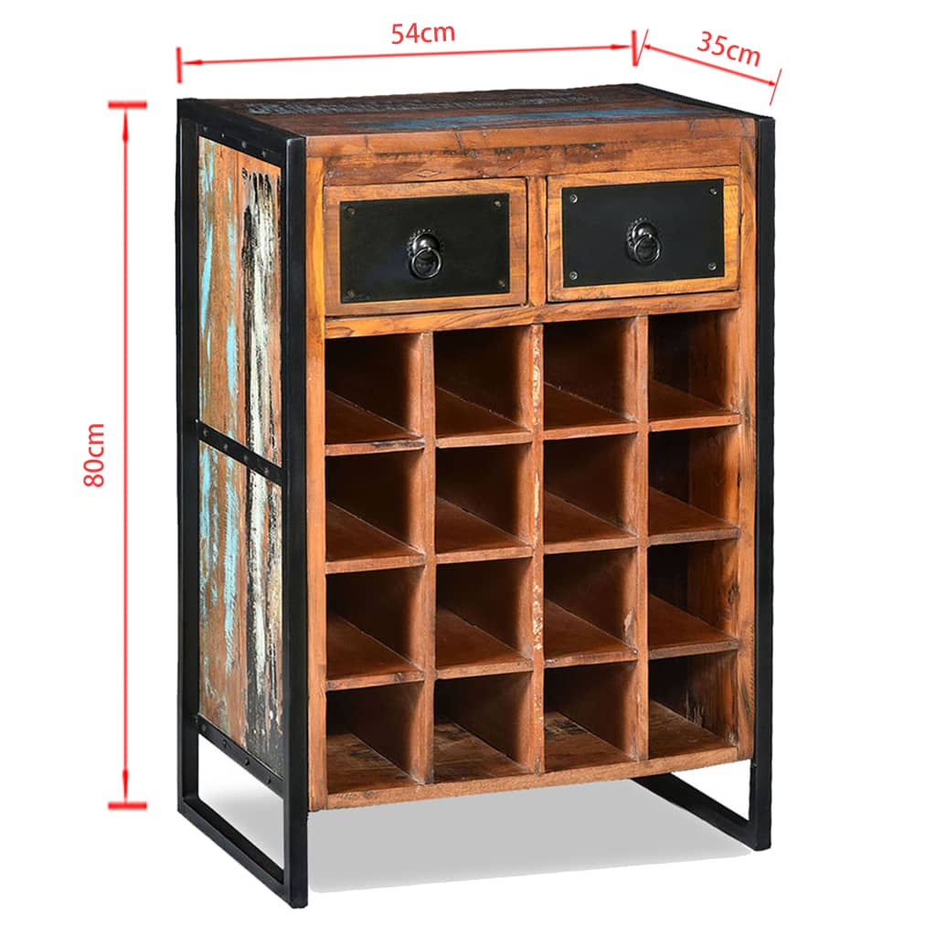 XL Wine Rack for 16 Bottles Solid Reclaimed Wood