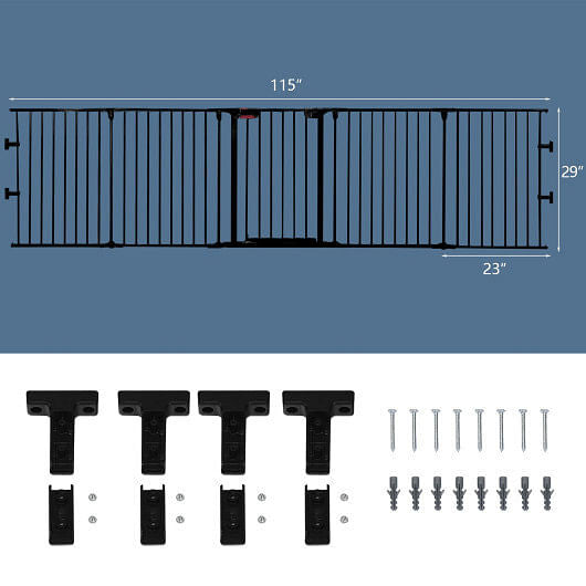115 Inch Length 5 Panel Adjustable Wide Fireplace Fence-White-3